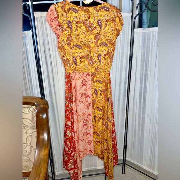 Rocks & Indigo Patchwork Paisley Cottagecore Sharkbite Hem Dress Size XS - Picture 5 of 8